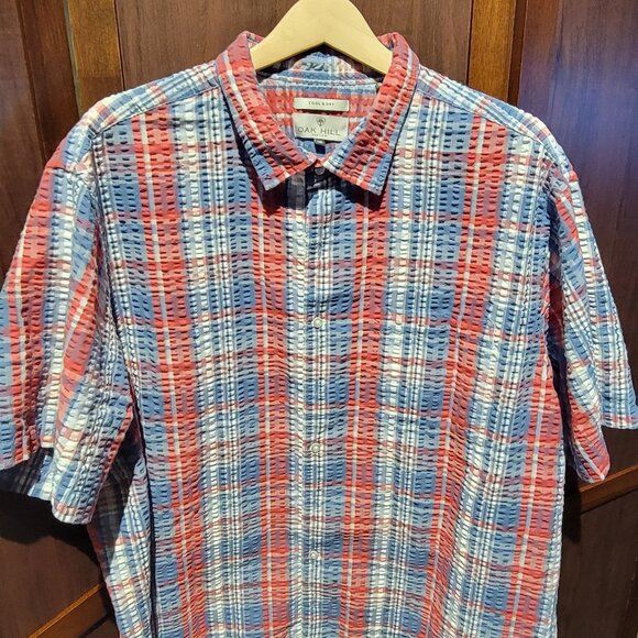 Oak Hill Cool & Dry Shirt Mens 2XL Red/Blue Short Sleeve Button Shirt - Picture 1 of 4
